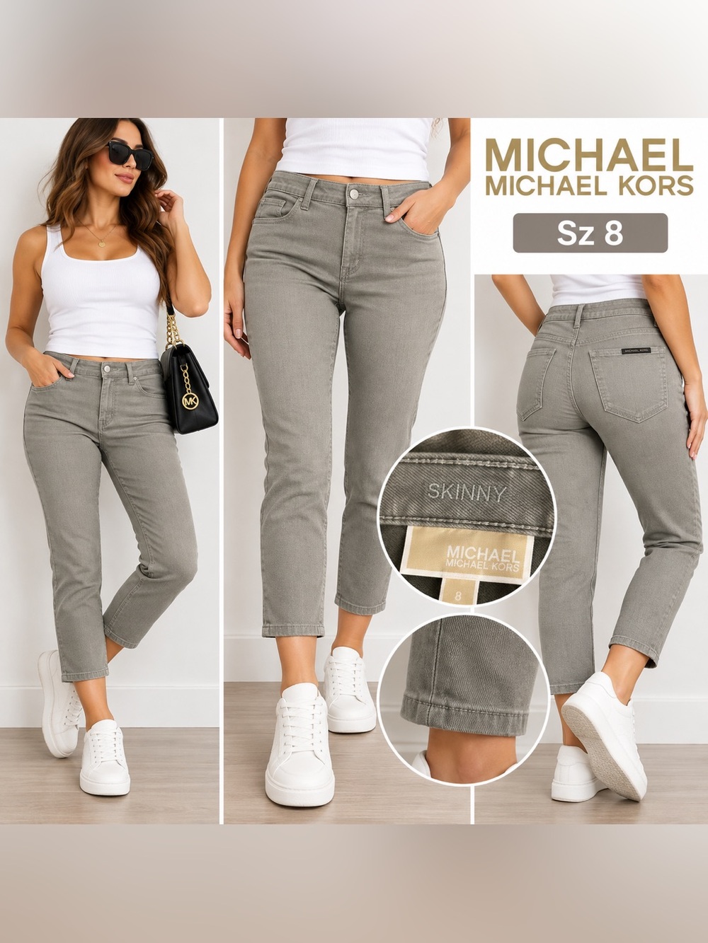 Michael Kors Women's Skinny Jeans - Olive Gray, Size 8 NWT